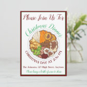 Weihnachtsessen Party UK Festive British Food Einladung (Stehend Vorderseite)
