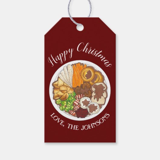 Weihnachtsessen Party UK Festive British Food Geschenkanhänger (Vorderseite)