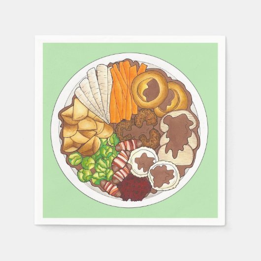 Weihnachtsessen Party UK Festive British Food Serviette (Vorderseite)