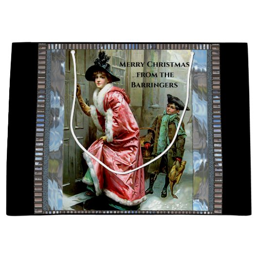 Weihnachtsessen Viktorianisch Große Geschenktüte (Vorderseite)