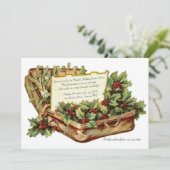 Weihnachtsessen Vintage Einladung (Stehend Vorderseite)