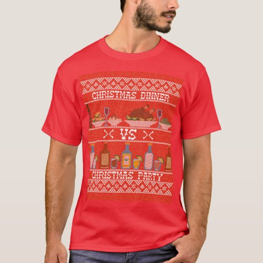 Weihnachtsessen vs Weihnachtsfeier Party T-Shirt (Vorderseite)