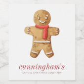 Weihnachtsessen Wasserfarbe Lebkuchen Mann Weinetikett (Einzelnes Label)