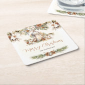 Weihnachtsessen Weiß und Creme Elegant Klassisch Rechteckiger Pappuntersetzer (angewinkelt)