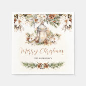 Weihnachtsessen Weiß und Creme Elegant Klassisch Serviette (Vorderseite)