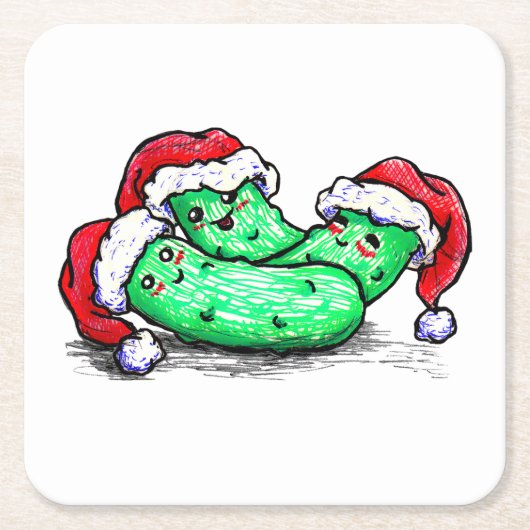 Weihnachtsessiggurken Rechteckiger Pappuntersetzer (Vorderseite)