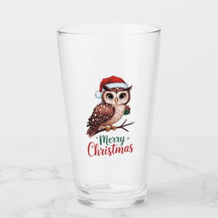 Weihnachtseule - Design Merry Christmas Festival Glas