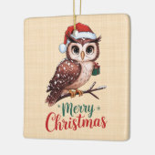 Weihnachtseule - Design Merry Christmas Festival Keramikornament (Links)