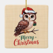 Weihnachtseule - Design Merry Christmas Festival Keramikornament (Rückseite)