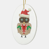Weihnachtseule Keramik Ornament (Links)