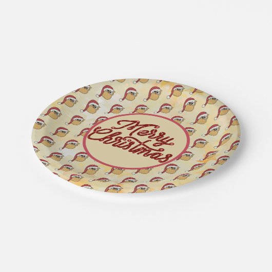 Weihnachtseule Pappteller (Schrägansicht)