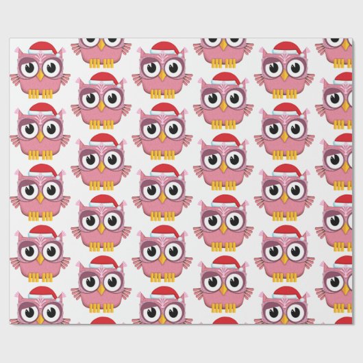 Weihnachtseule (Rosa) Geschenkpapier (Flach)
