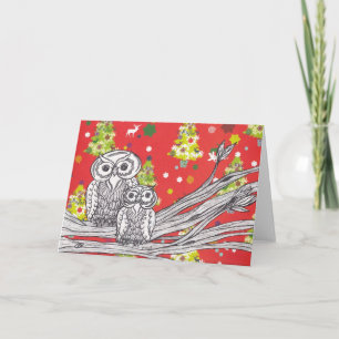 Weihnachtseulen 1 Weihnachtskarte Feiertagskarte