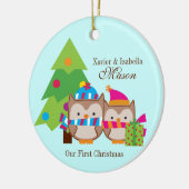 Weihnachtseulen - erstes Weihnachten Keramikornament (Links)