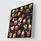 Weihnachtseulen-Muster Quadratische Wanduhr (Winkel)