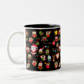 Weihnachtseulen-Muster Zweifarbige Tasse (Links)