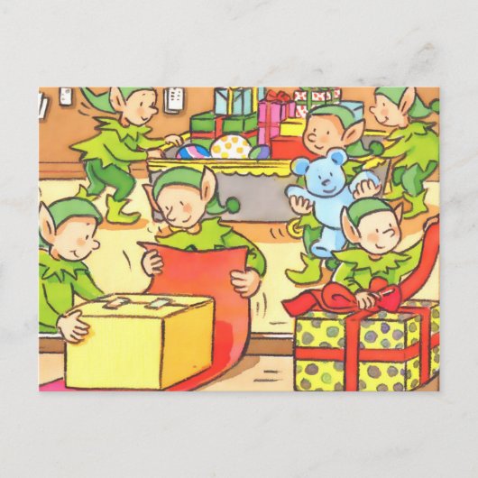 Weihnachtsfabrik Feiertagspostkarte (Vorderseite)