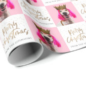 Weihnachtsface Foto Custom Gift Wrap Geschenkpapier (Rolleneckpunkt)