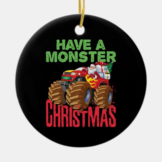 Weihnachtsfahrer Monster LKW feiern Weihnachten Keramik Ornament (Vorne)
