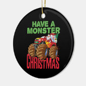 Weihnachtsfahrer Monster LKW feiern Weihnachten Keramik Ornament (Links)