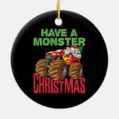 Weihnachtsfahrer Monster LKW feiern Weihnachten Keramik Ornament (Hinten)