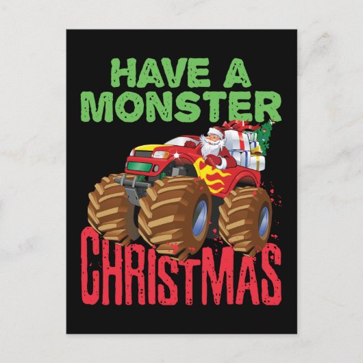Weihnachtsfahrer Monster LKW feiern Weihnachten Postkarte (Vorderseite)
