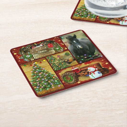 Weihnachtsfahrer Rechteckiger Pappuntersetzer (angewinkelt)