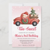 Weihnachtsfahrer Zwei Sweet Birthday Party Einladung (Vorderseite)