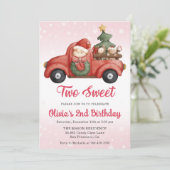 Weihnachtsfahrer Zwei Sweet Birthday Party Einladung (Stehend Vorderseite)