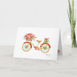Weihnachtsfahrrad-Blume-Korb Feiertagskarte