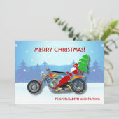 Weihnachtsfahrrad Chopper mit Red Hat Feiertagskarte (Stehend Vorderseite)