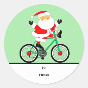 Weihnachtsfahrrad-Geschenk Tag Klassischer Rundauf Runder Aufkleber