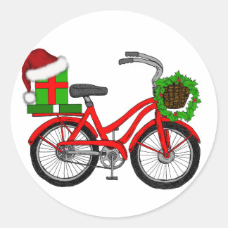 Weihnachtsfahrrad Runder Aufkleber