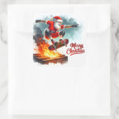 Weihnachtsfahrten über Flammen bei Weihnachten Quadratischer Aufkleber (Tasche)