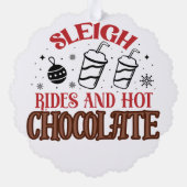 Weihnachtsfahrten und heiße Schokolade Ornament Karte (Rückseite)