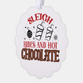 Weihnachtsfahrten und heiße Schokolade Ornament Karte (Links)