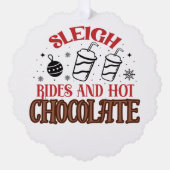 Weihnachtsfahrten und heiße Schokolade Ornament Karte (Vorderseite)