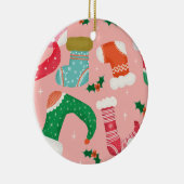Weihnachtsfalalala pink - Strümpfe Keramik Ornament (Rechts)