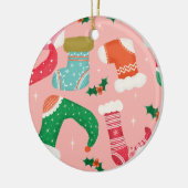 Weihnachtsfalalala pink - Strümpfe Keramik Ornament (Links)