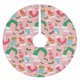 Weihnachtsfalalala pink - Strümpfe Polyester Weihnachtsbaumdecke