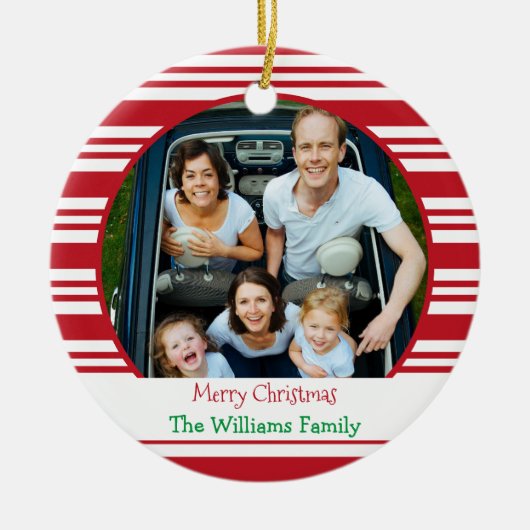Weihnachtsfamilie 2 Foto Custom Keramik Ornament (Vorne)