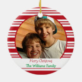 Weihnachtsfamilie 2 Foto Custom Keramik Ornament (Hinten)