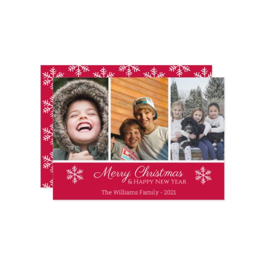 Weihnachtsfamilie 3 Foto Schneeflocke (Vorderseite/Rückseite Beispiel)