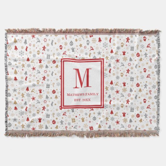 Weihnachtsfamilie Anfangsmonogramm Decke (Vorderseite)