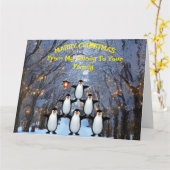 Weihnachtsfamilie der Pinguine mit Spaß Karte (Gelbe Blume)