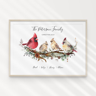 Weihnachtsfamilie der vier Kardinal Poster