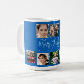 Weihnachtsfamilie Foto Collage Blue Deer Kaffeetasse (Vorderseite Links)