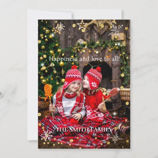 Weihnachtsfamilie Foto Feiertagskarte (Vorderseite)
