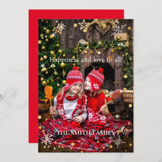 Weihnachtsfamilie Foto Feiertagskarte (Vorne/Hinten)