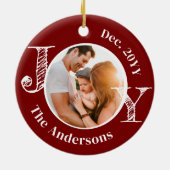 Weihnachtsfamilie Foto Freude Moderne Minimalistis Keramik Ornament (Hinten)